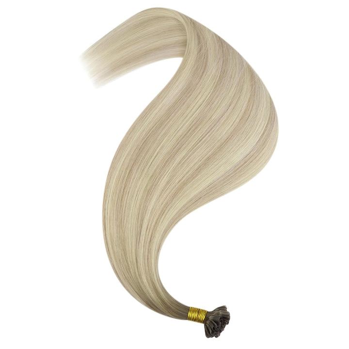 YoungSee Bonding Extensions Echthaar Ombre 40 cm Extensions Echthaar Bondings Aschblond Ombre Blond