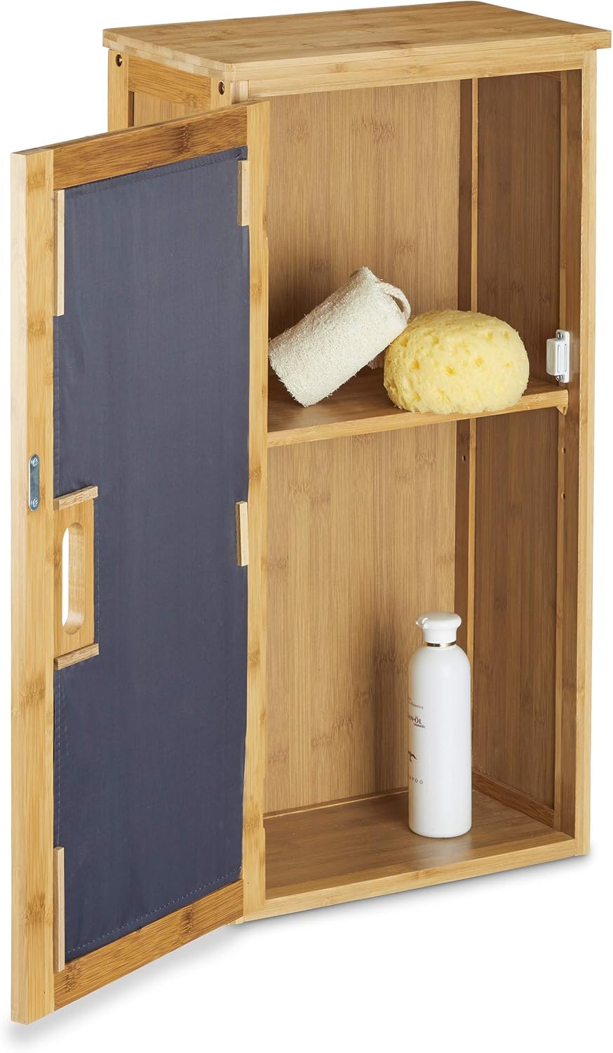 Relaxdays Badezimmer Hängeschrank aus Bambus, 2 Ablagen mit Einlegeboden, Badschrank HxBxT: 66 x 35