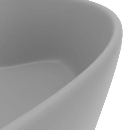 HOMIUSE Luxus-Waschbecken mit üBerlauf Matt Hellgrau 36x13 CM Keramik Waschbecken Waschtisch Aufsatz