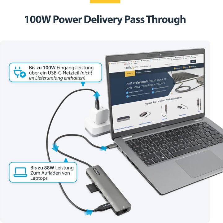 StarTech.com USB-C Multiport Adapter - USB-C auf 4K 60Hz HDMI 2.0, 100W Power Delivery Pass-Through,