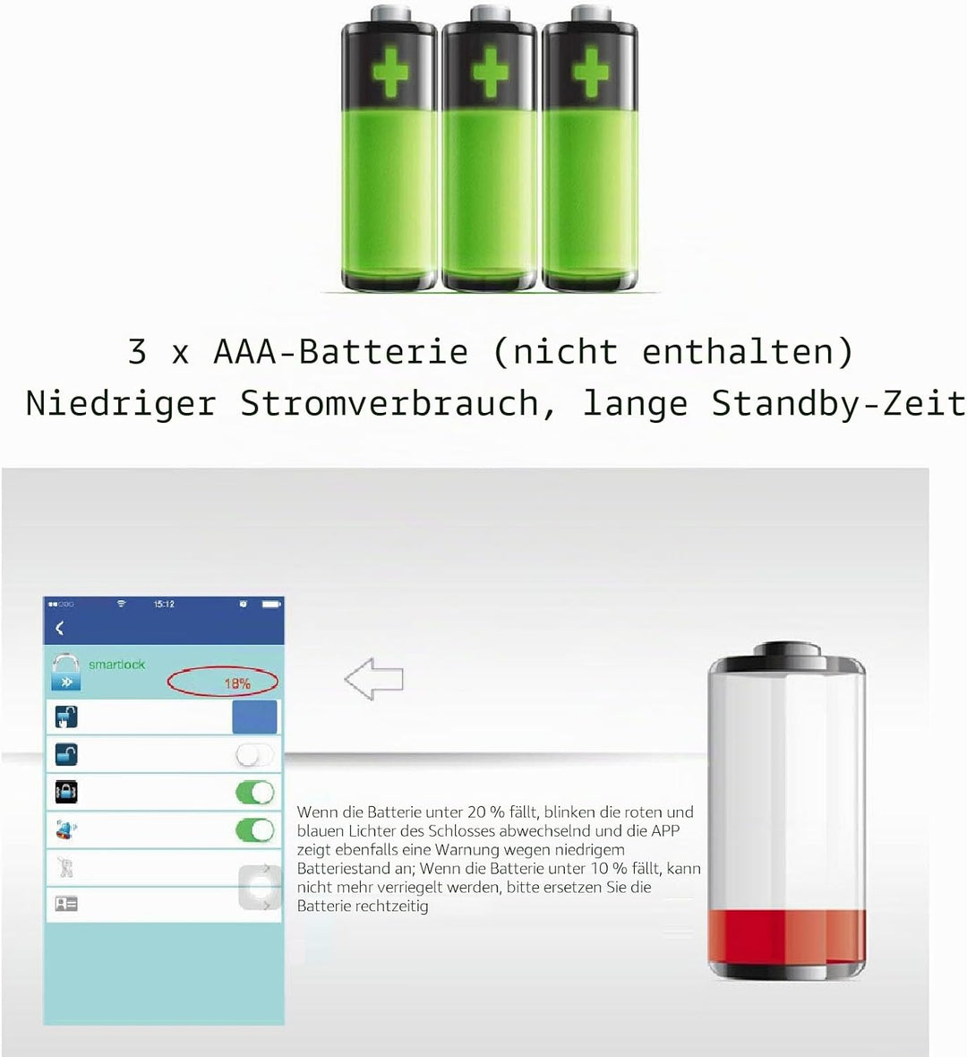 Bluetooth Kettenschloss, APP Steuerung, Fahrradschloss mit Vibrationsalarmfunktion, Wasserdichtes Sc