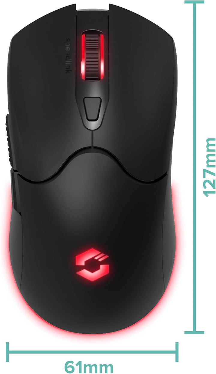 Speedlink Velox - Wireless RGB Gaming Maus kabellos mit Akku wiederaufladbar USB-C, 4800dpi, program