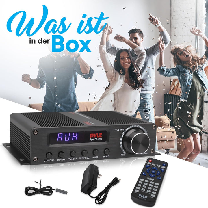 Pyle HiFi Verstärker 100W – Bluetooth Verstärker, Amplifier 5.1 Kanal Receiver mit HDMI, AUX, FM-Ant