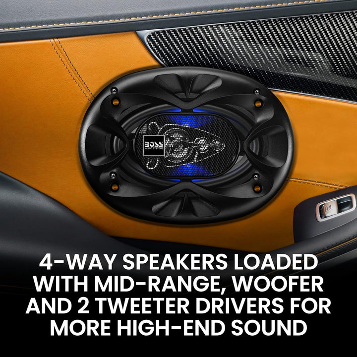 Boss Audio Systems BE464 250 Watt pro Paar, 10,2 x 15,2 cm, volle Reichweite, 4-Wege-Autolautspreche