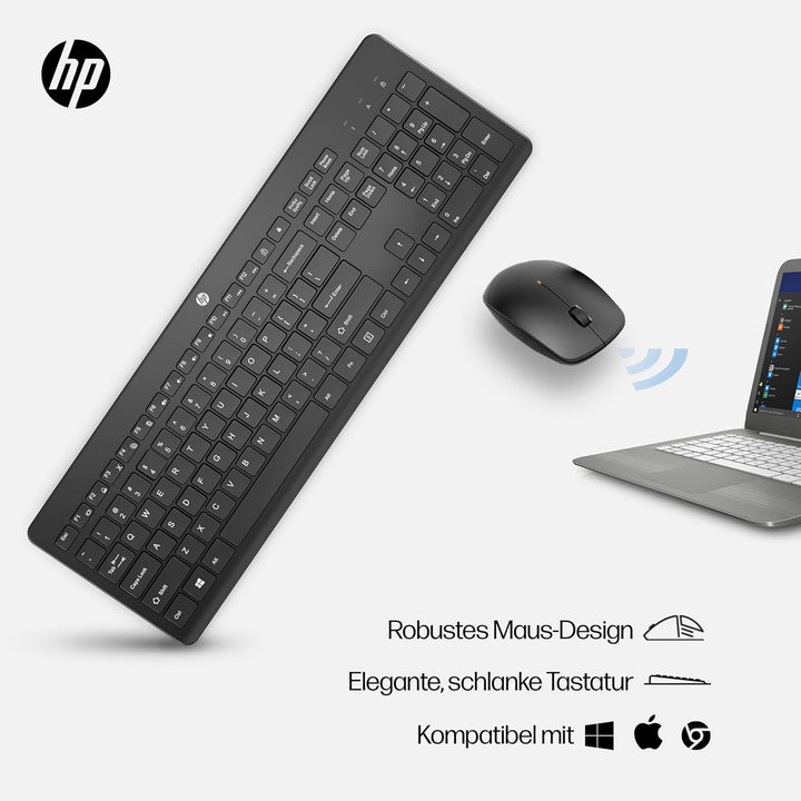 HP 230 Maus und Tastatur (kabellose Maus und Tastatur, USB Dongle, bis zu 16 Monate Akkulaufzeit, QW