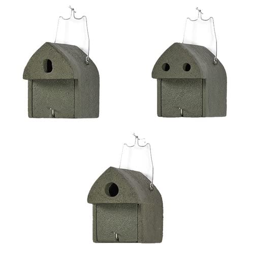 3er Nistkastenset der Frühling kann kommen aus Holzbeton -Fledermäuse, Feldsperling, Blaumeise, Sump