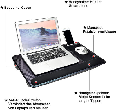Modazon Laptopkissen für Bett mit Kissen，Laptop Unterlage Zubehör Couch mit Mausunterlage and Handge