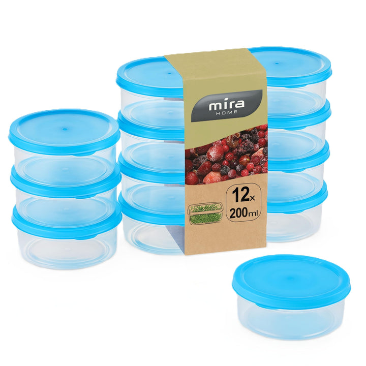 MiraHome Gefrierdosen Set 12x0,2L Durchsichtig Blau – Perfekt in der Küche zur Aufbewahrung & Organi