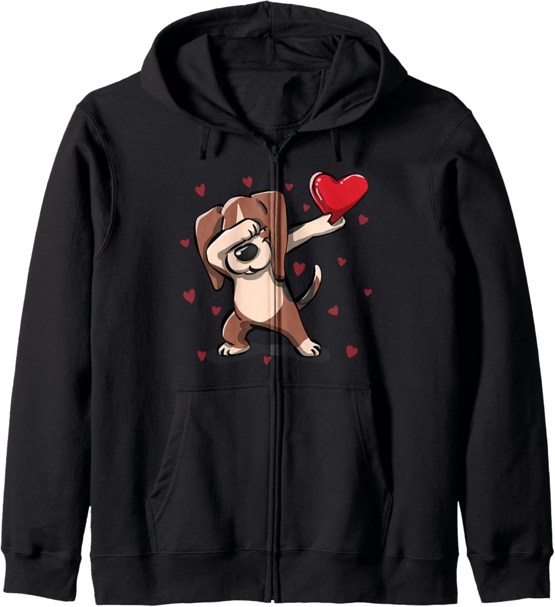 Tupfender Beagle & Herz - Lustige Valentinestag Geschenke Kapuzenjacke