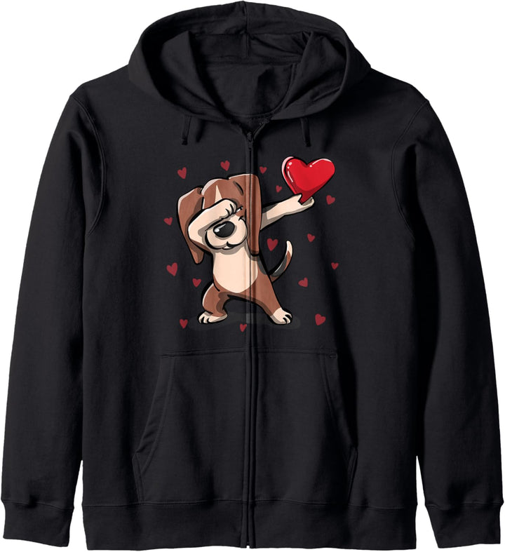 Tupfender Beagle & Herz - Lustige Valentinestag Geschenke Kapuzenjacke