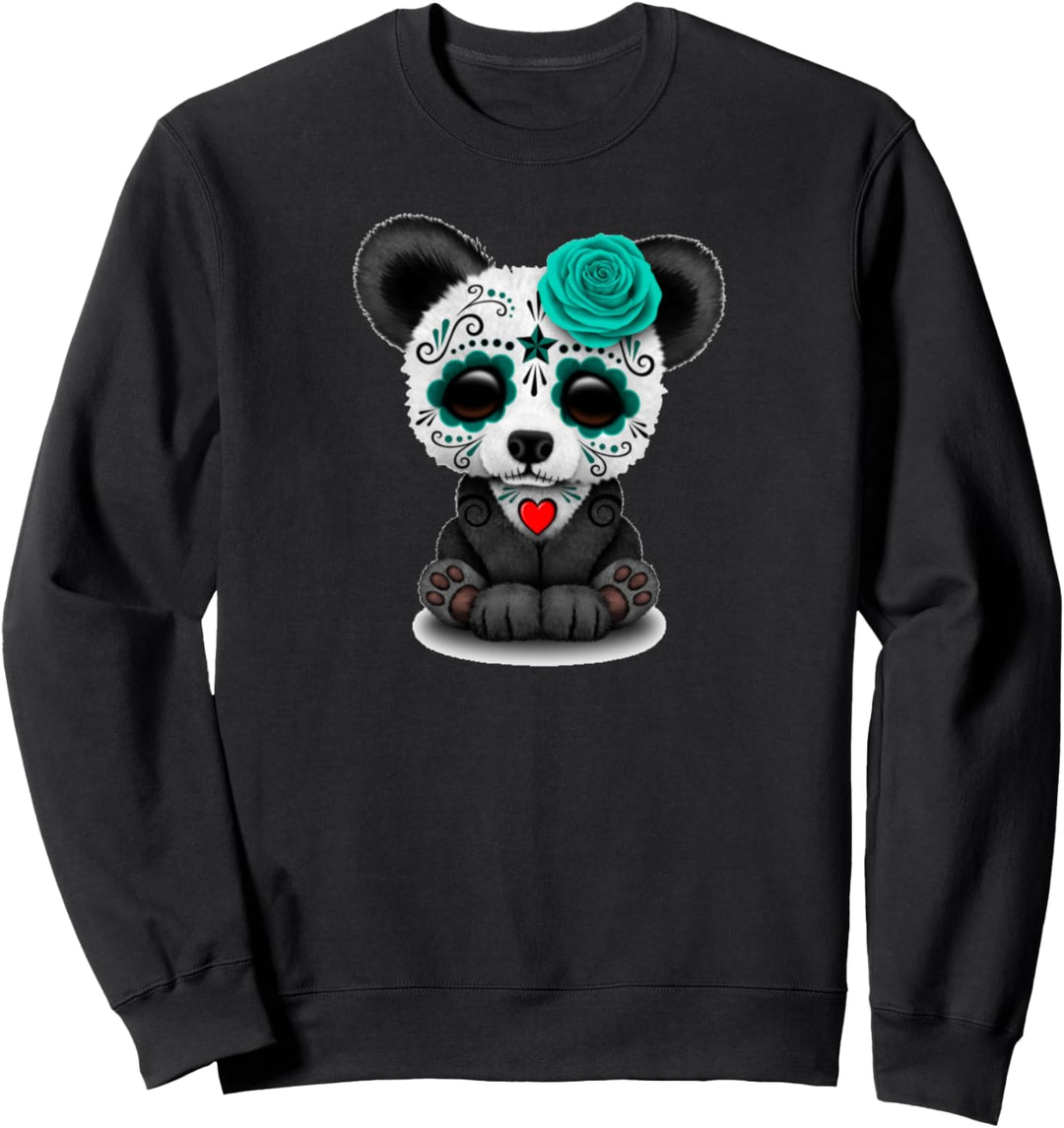Zuckerschädel Panda Tag der Toten Halloween Cinco De Mayo Sweatshirt