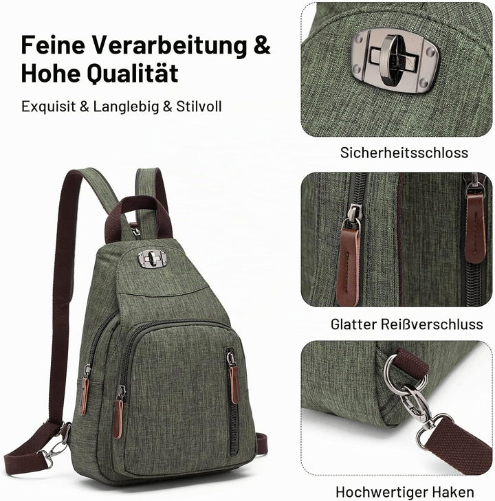 FANDARE Retro Brusttasche Sling Bag Klein Rucksack Schulranzen Umhängetasche Schulrucksack Sporttasc