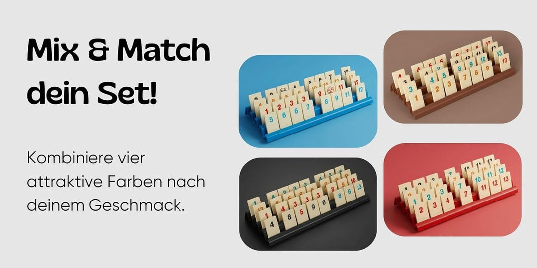 Feldherr 4er Set Ablagebretter für Rummikub - Robuste 3D-gedruckte Spielsteinhalter mit 4 Slots - Ba