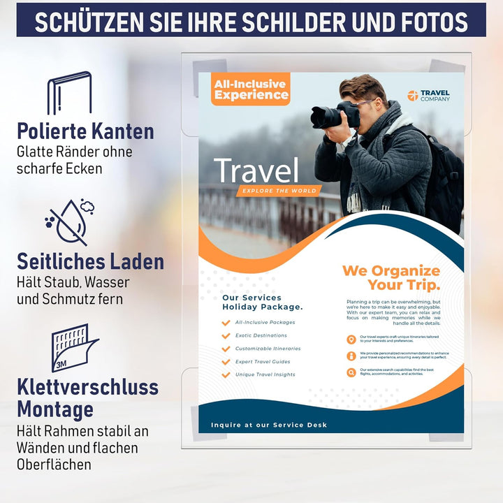 Dasher Products Acryl-Schilderhalter zum Einklemmen, A4 - Hochformat oder A4 - Querformat, durchsich