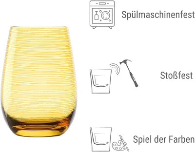 Stölzle Lausitz Gläser TWISTER 465 ml Bernstein I Trinkgläser 6er Set I Gläser-Set spülmaschinenfest