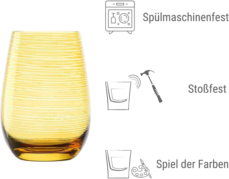 Stölzle Lausitz Gläser TWISTER 465 ml Bernstein I Trinkgläser 6er Set I Gläser-Set spülmaschinenfest