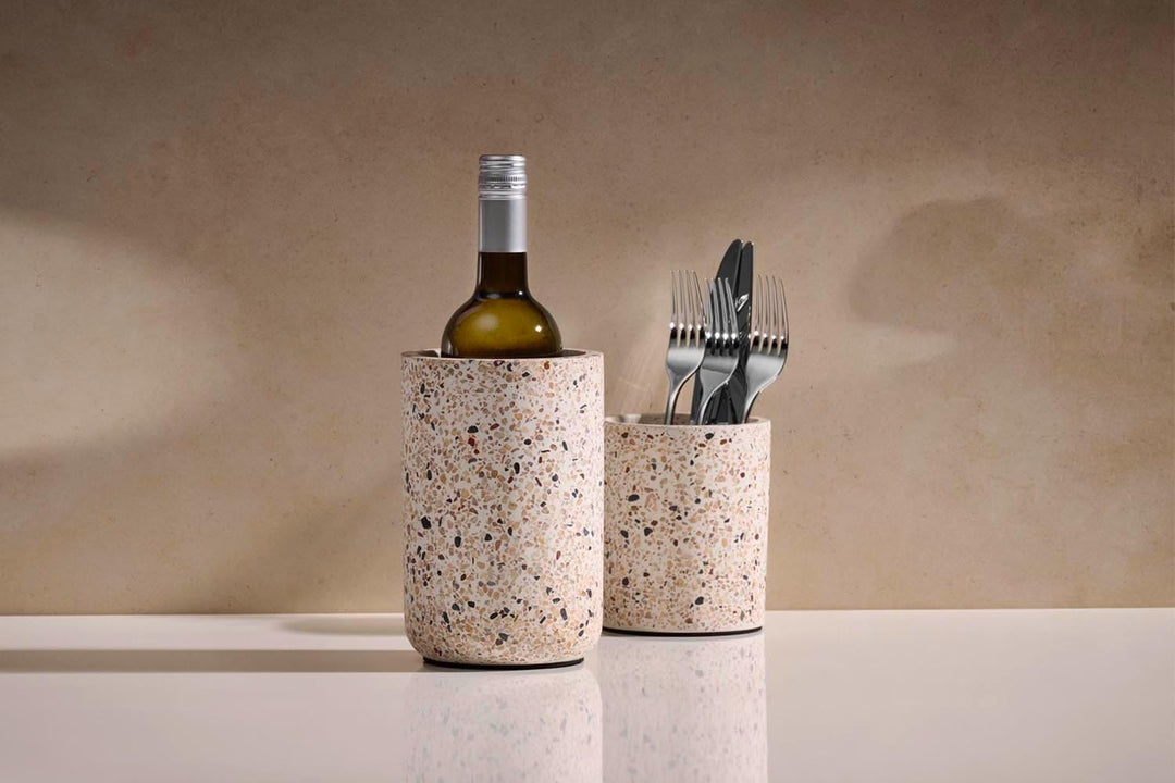 APS 36150 Flaschenkühler„Terrazzo“ - Hochwertiger Behälter aus Beton mit möbelschonender Unterseite