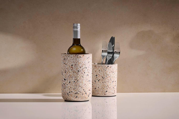 APS 36150 Flaschenkühler„Terrazzo“ - Hochwertiger Behälter aus Beton mit möbelschonender Unterseite