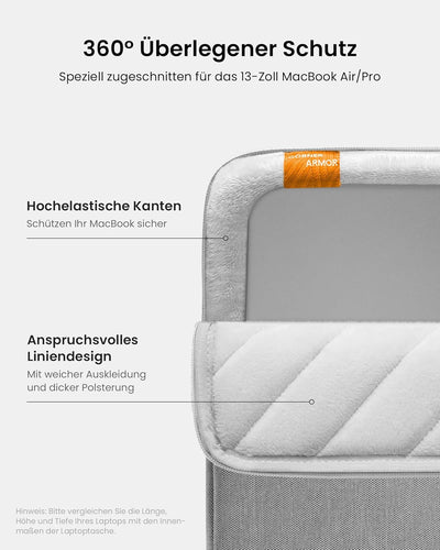 tomtoc 360° Tasche Hülle für 13 Zoll MacBook Air 2024-2018 M3/A3113 M2/A2681 M1/A2337, 13-Zoll MacBo
