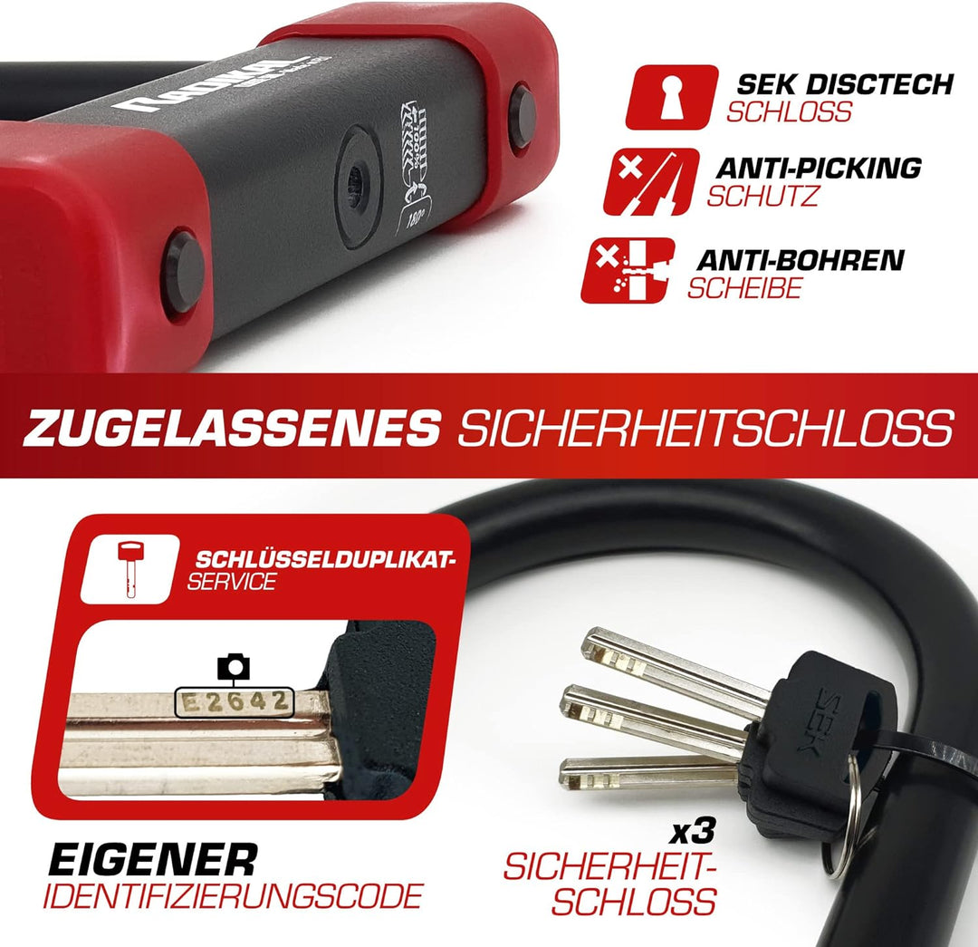 RADIKAL RK120125 Bügelschloss mit CLASSE SRA Zulassung, Durchmesser 18mm Einheitsgrösse, Einheitsgrö