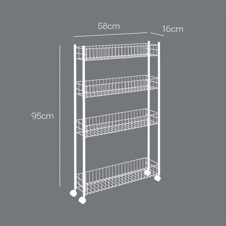 Metaltex Fino Allzweckwagen, 4 Etagen, Metall, Weiss, 16 x 60 x 95 cm 4- Etagen Single, 4- Etagen Si