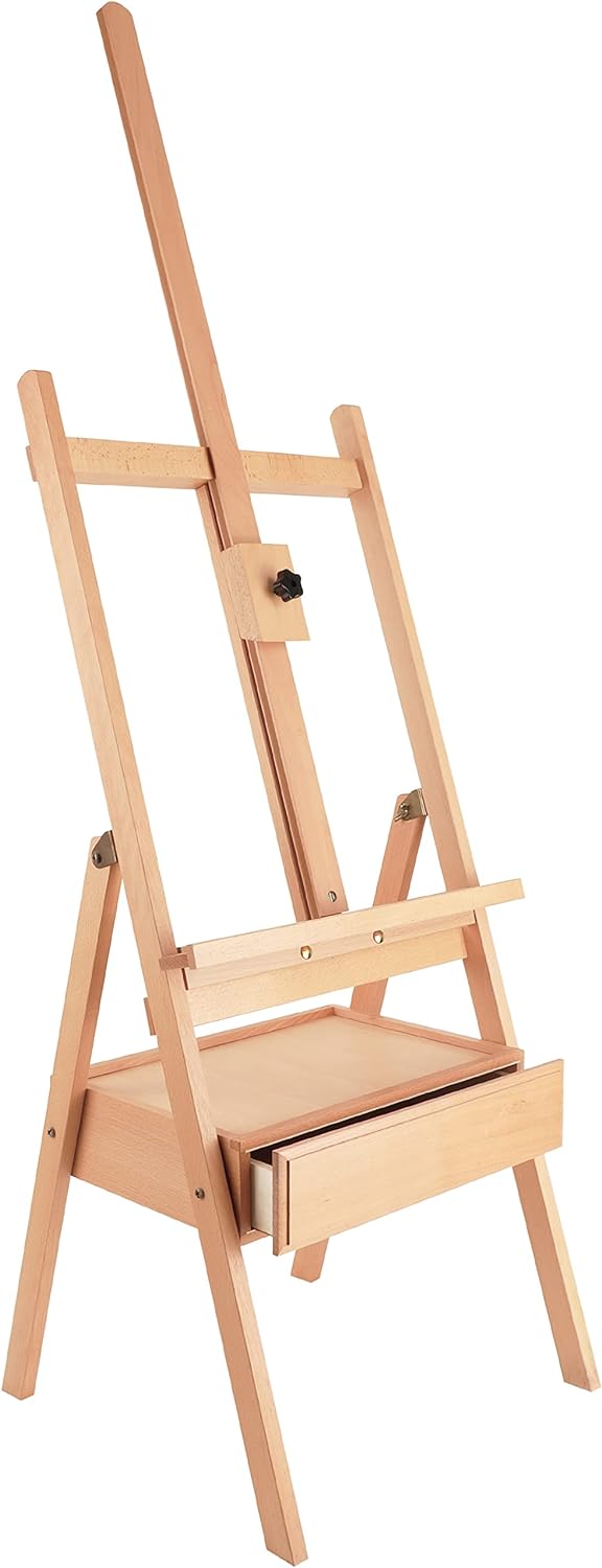 Kurtzy 190cm Atelierstaffelei Staffelei Holz H-Form Staffelei Koffer mit Box – Feldstaffelei Verstel