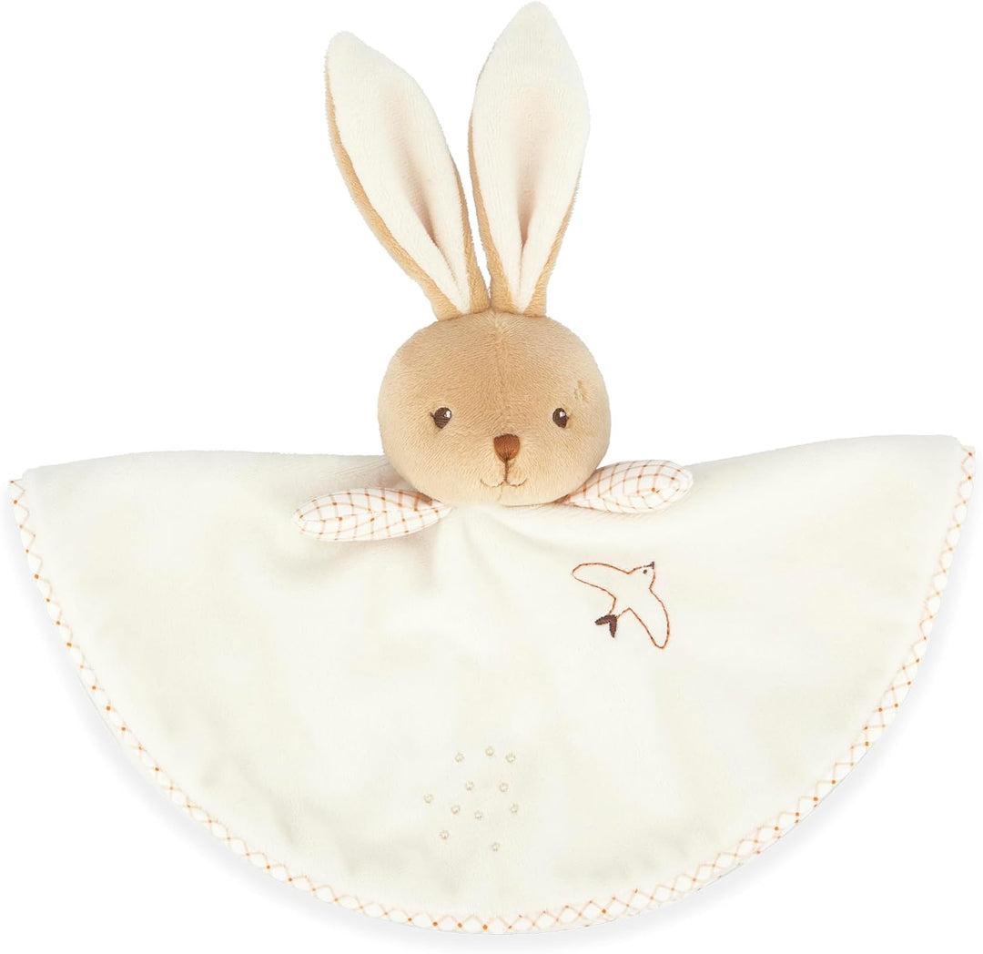 KALOO - Rundes Schmusetuch in Hasenform - Creme - Vichy-Stil - Grösse 24 cm - Weiches und Flauschige