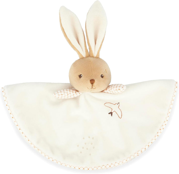 KALOO - Rundes Schmusetuch in Hasenform - Creme - Vichy-Stil - Grösse 24 cm - Weiches und Flauschige