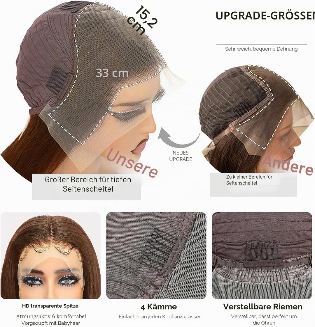 Chocolate Brown Echthaar Perücke Bresilienne 13x6 Body Wave Glueless Wig Human Hair Lace Frontal Wig