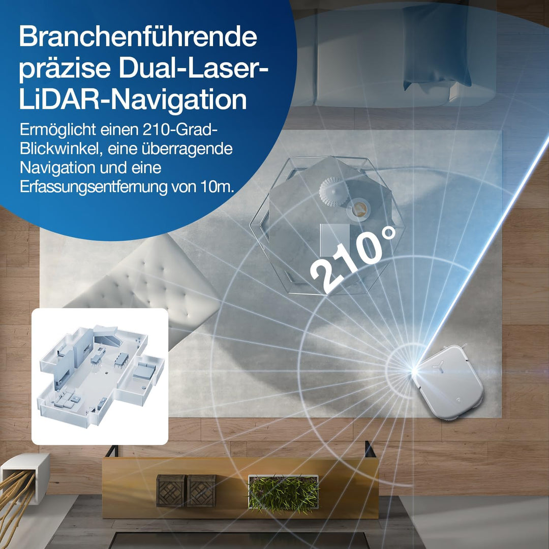 ECOVACS DEEBOT X2 OMNI Saugroboter mit Wischfunktion 8000Pa, schlankes quadratisches Design, 15mm Mo