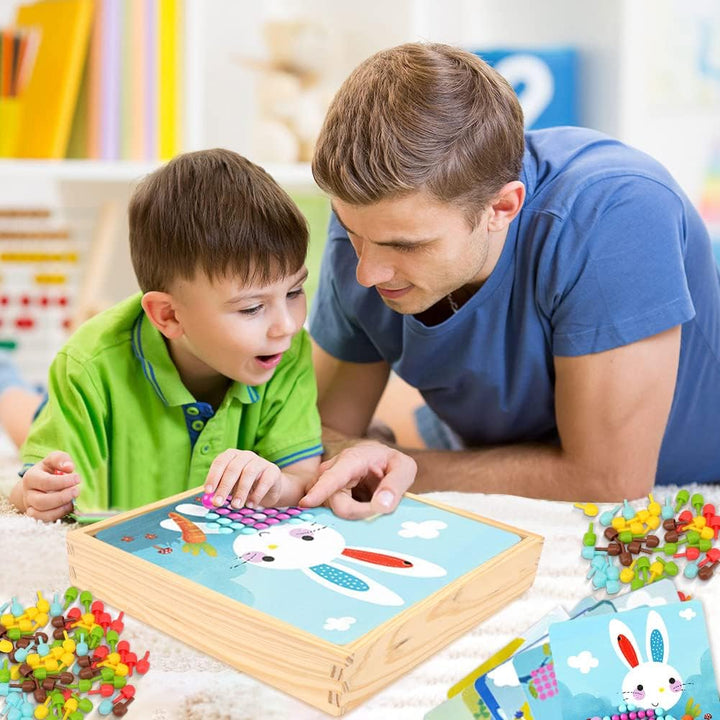 Gohytal Mosaik Steckspiel für Kinder, Spielzeug ab 2 3 4 5 Jahre Holz Mosaik Bastelset Kinder Pegboa