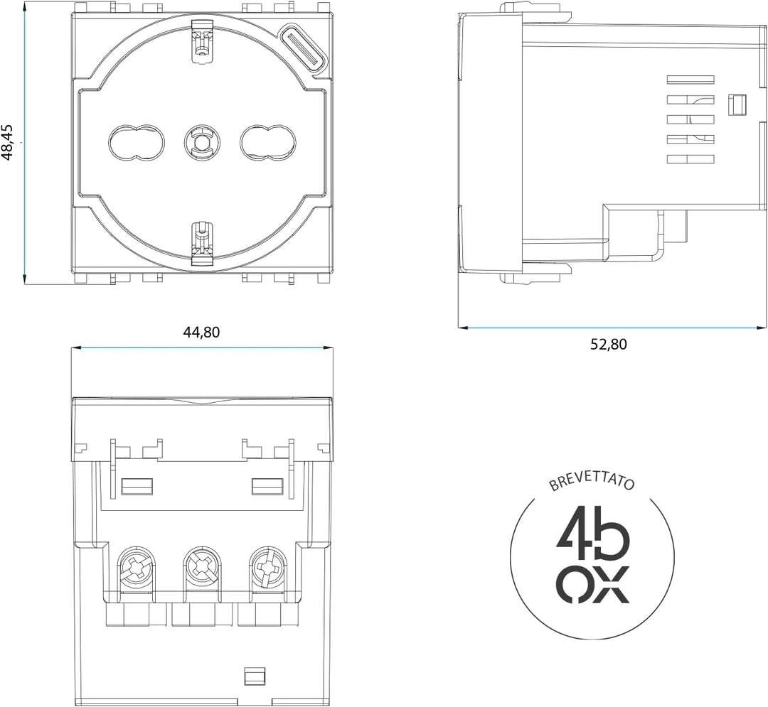 4box, P40 USB 3.0, Schukostecker mit USB-C, kompatibel mit Vimar Plana, Weiss