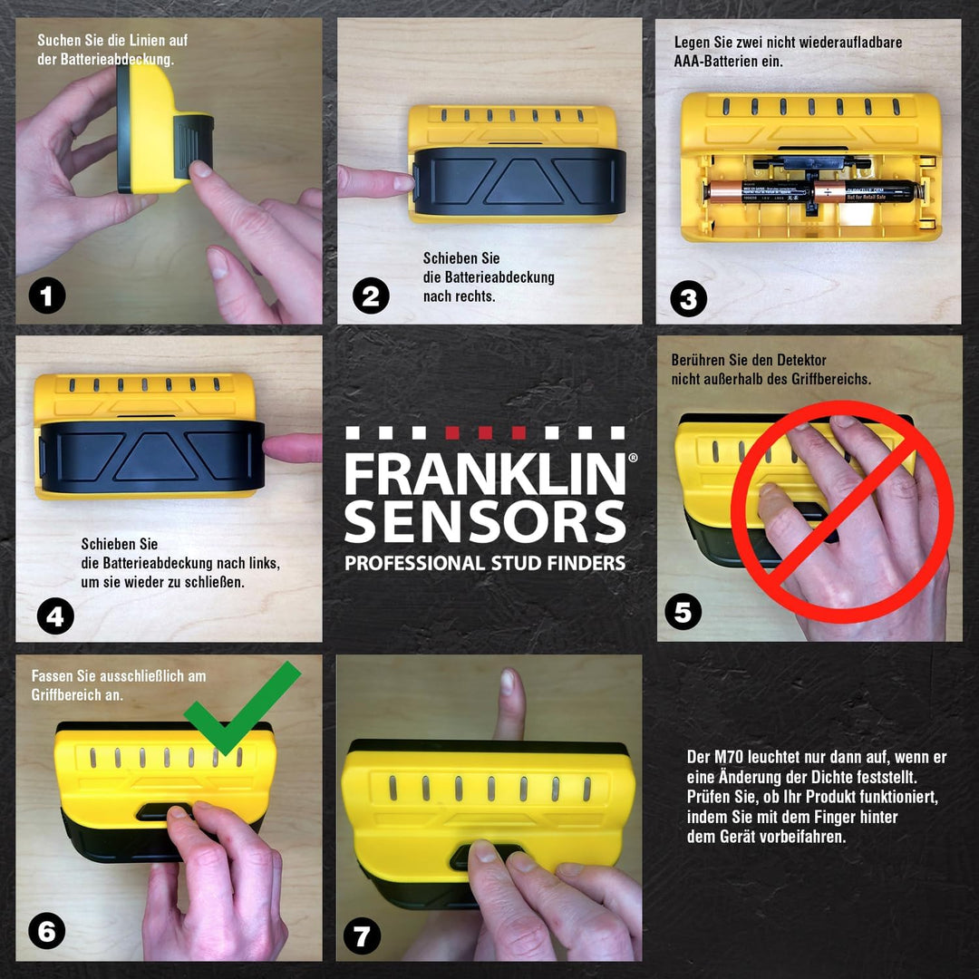 Franklin Sensors ProSensor M70 Profi Bolzenfinder mit 7 Sensoren für höchste Genauigkeit, erkennt Ho
