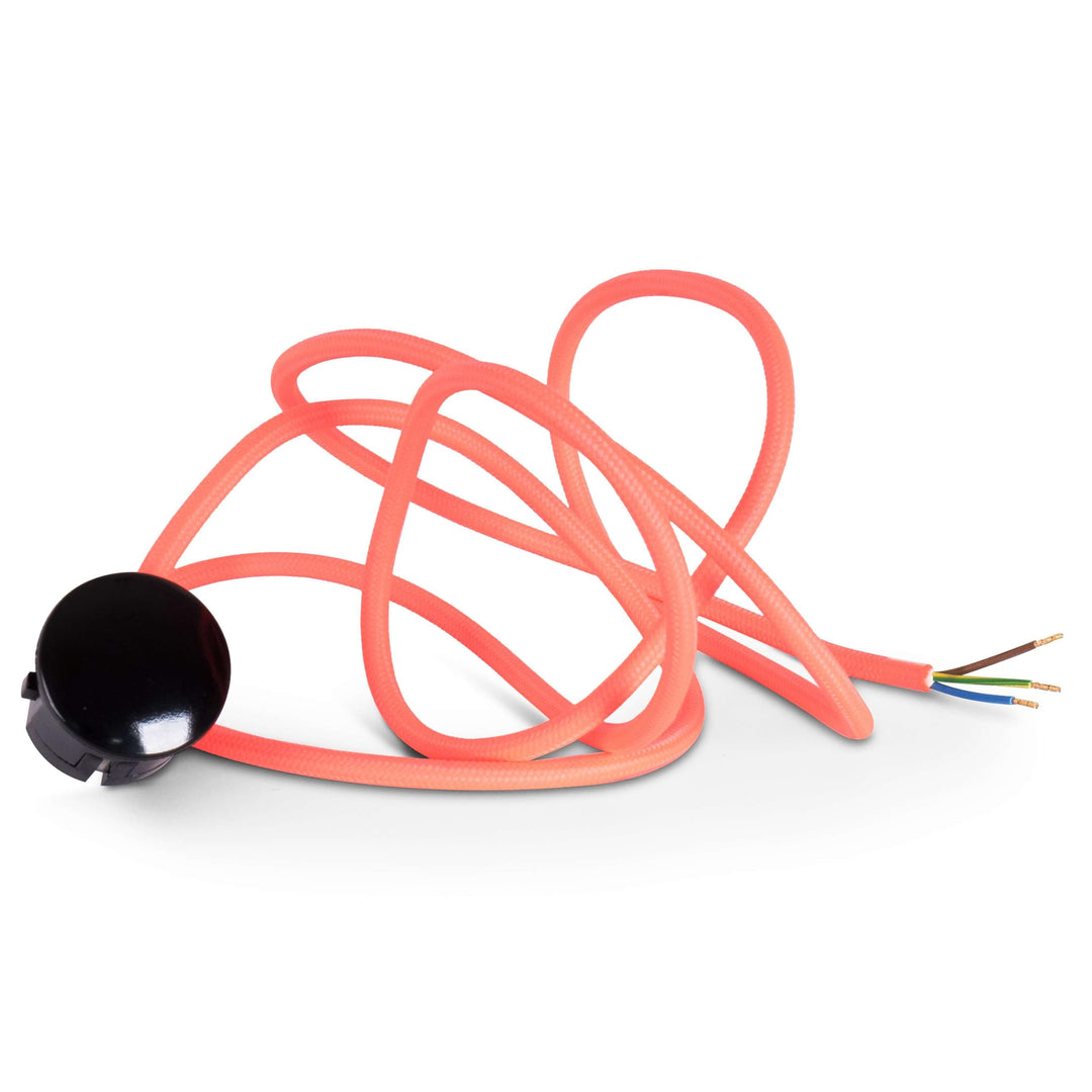 Textilkabel Zuleitung mit Schuko-Stecker (Winkelstecker aus Duroplast: Bakelit Optik), Leitung H03VV
