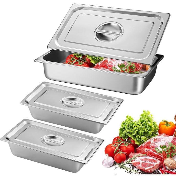 Panier-Set Aus Edelstahl, 3 Stück Hotelpfannen, Panierschalen Set 3-Teilig, Dampftischpfannen, Pfann