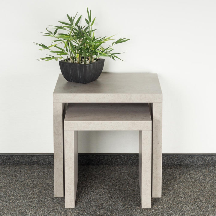levandeo 2 Satztisch Betonoptik B x H x T: 44x44x36cm Grau Holz Beistelltisch Keine Montage fest ver