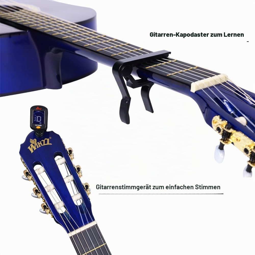 Winzz Konzertgitarre 4/4 Anfänger Set - 39 Zoll Klassische Gitarre Kit mit Nylonsaiten für Erwachsen