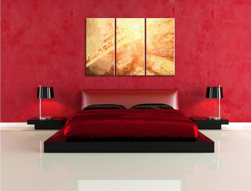 Pixxprint Eiffelturm im Sonnenschein als Leinwandbild/Grösse: 3 Teilig (120x80) / Wandbild/Kunstdruc