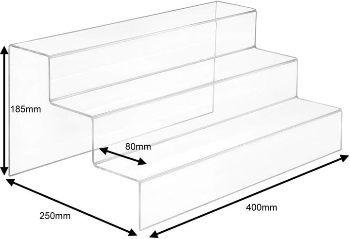 Dekotreppe 3-Stufig (400x185x250mm) aus glasklarem Acrylglas - Zeigis® /