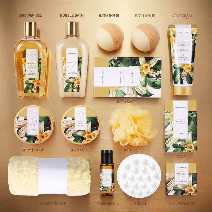 Bade Geschenkset für Frauen, SPA LUXETIQUE 15 tlg. Vanilleduft Bad Set Geburtstagsgeschenk für Damen