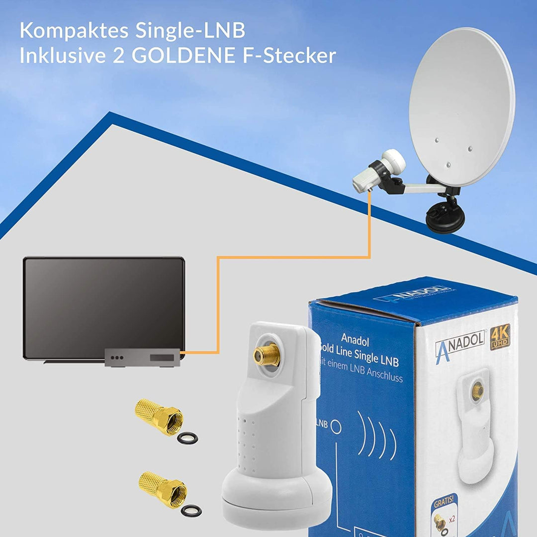 [ Test 2X SEHR GUT ] Anadol GoldLine Digital Single LNB-0.1dB HDTV, 4K, UHD, Full HD - kälte & hitze