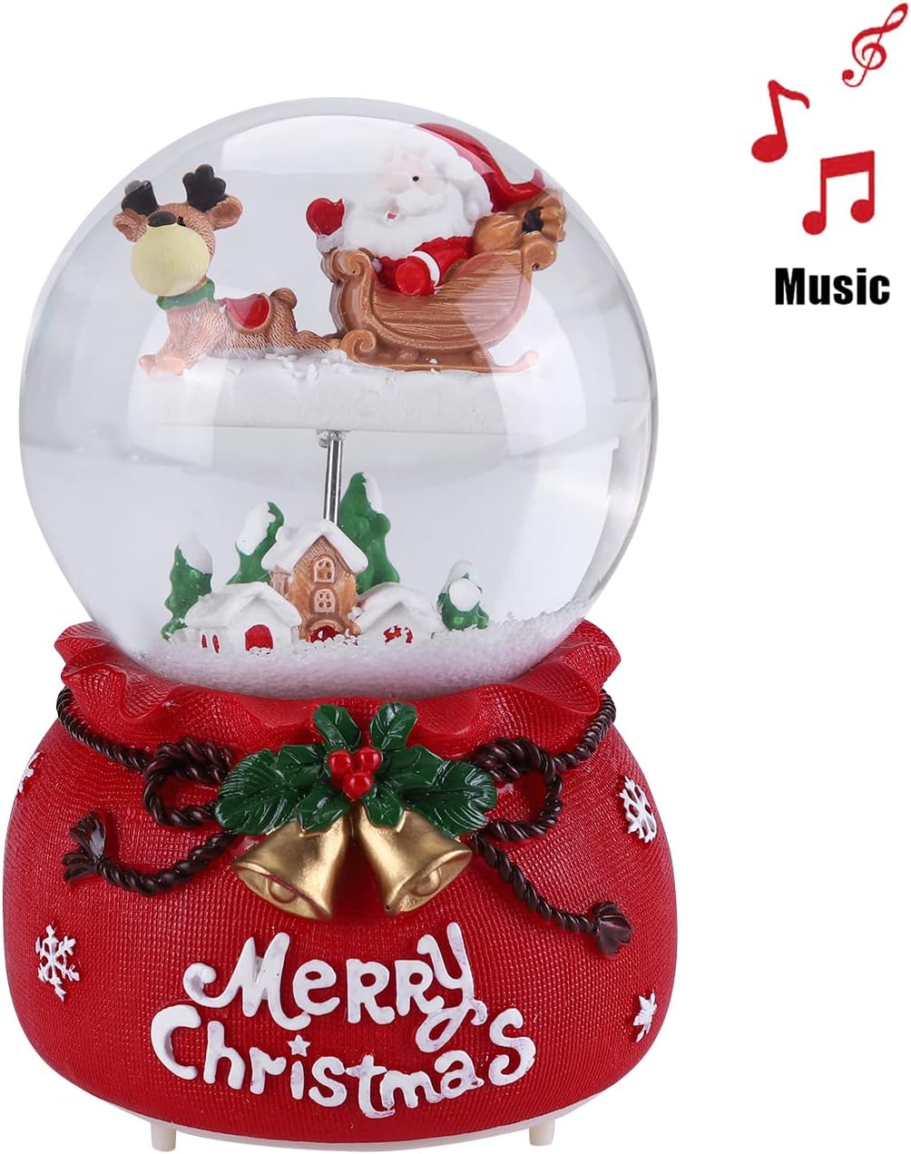 Schneekugel Weihnachtsmann Deko Schüttelkugel Musik Kristallkugel mit Schneeflocken Nachtlicht Glask