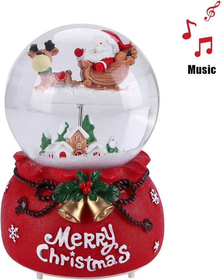 Schneekugel Weihnachtsmann Deko Schüttelkugel Musik Kristallkugel mit Schneeflocken Nachtlicht Glask