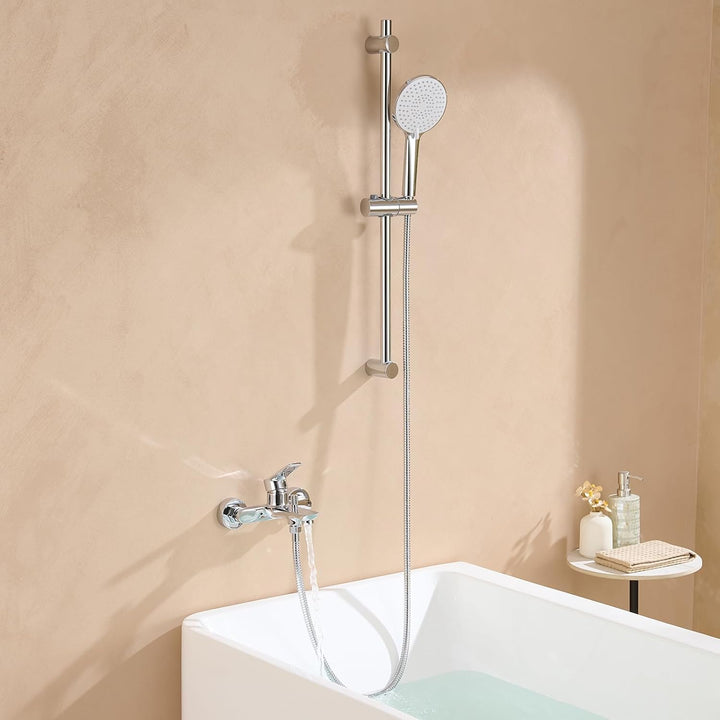 Auralum Wannenarmatur Badewannenarmatur mit 3 Strahlarten Handbrause, Einhebel Badewanne Wasserhahn
