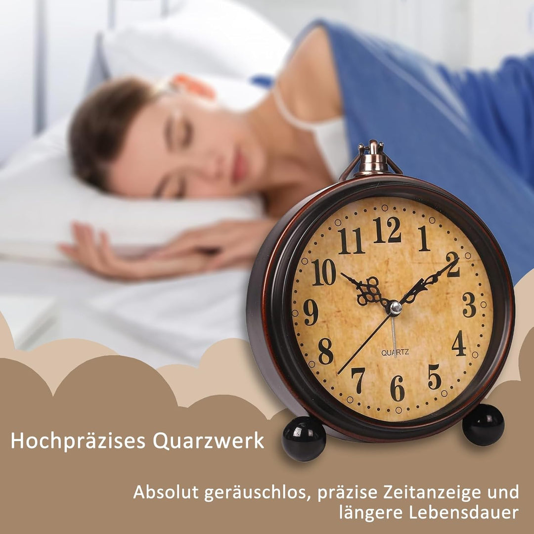 BVI BOOMERVIVI Tischuhr Analog, Vintage Tischuhr ohne Ticken mit Lautlosem Uhrwerk, Batteriebetriebe