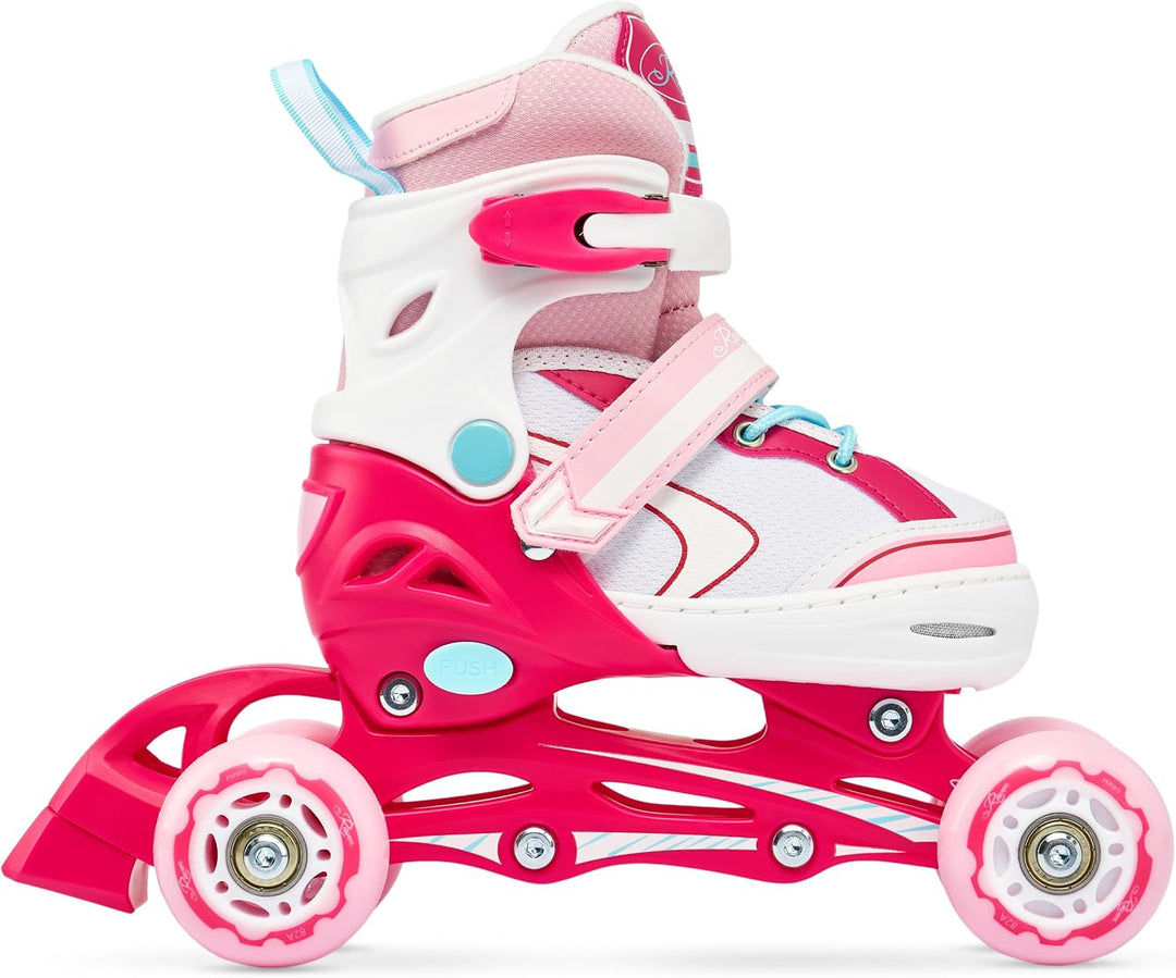 RAVEN 3in1 Inline Skates Triskates Rollschuhe Inliner für Kinder Mädchen verstellbar 34-37 (21,5cm-2
