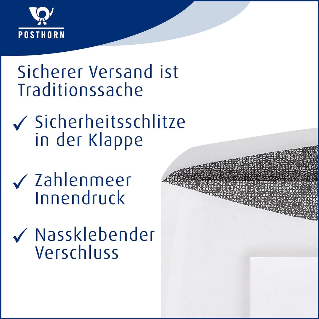 POSTHORNvelox Briefumschlag C6/5 (1000 Stück), nassklebende Fenster-Briefumschläge mit innenliegende