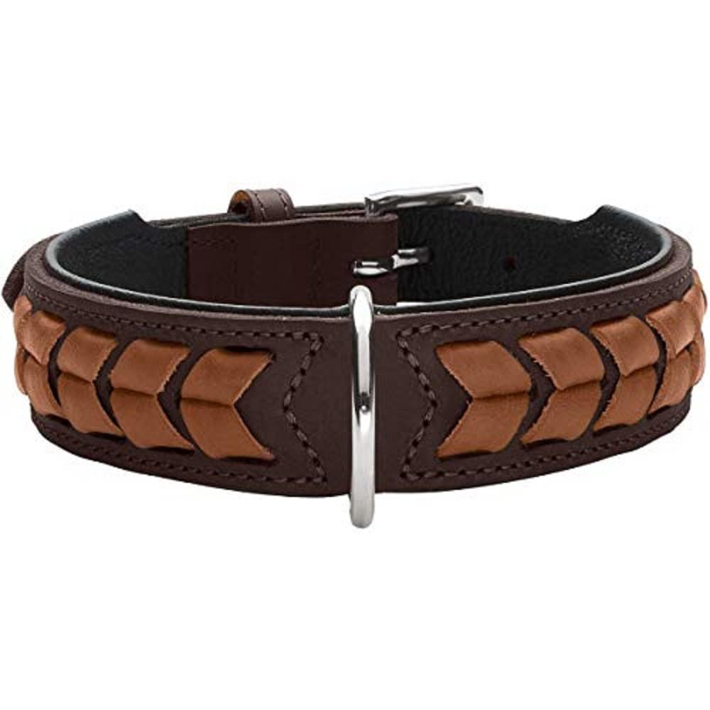 HUNTER EL PASO Hundehalsband, Leder, geschmeidig, geflochten, 60 (M-L), dunkelbraun/schwarz 60 (M-L)