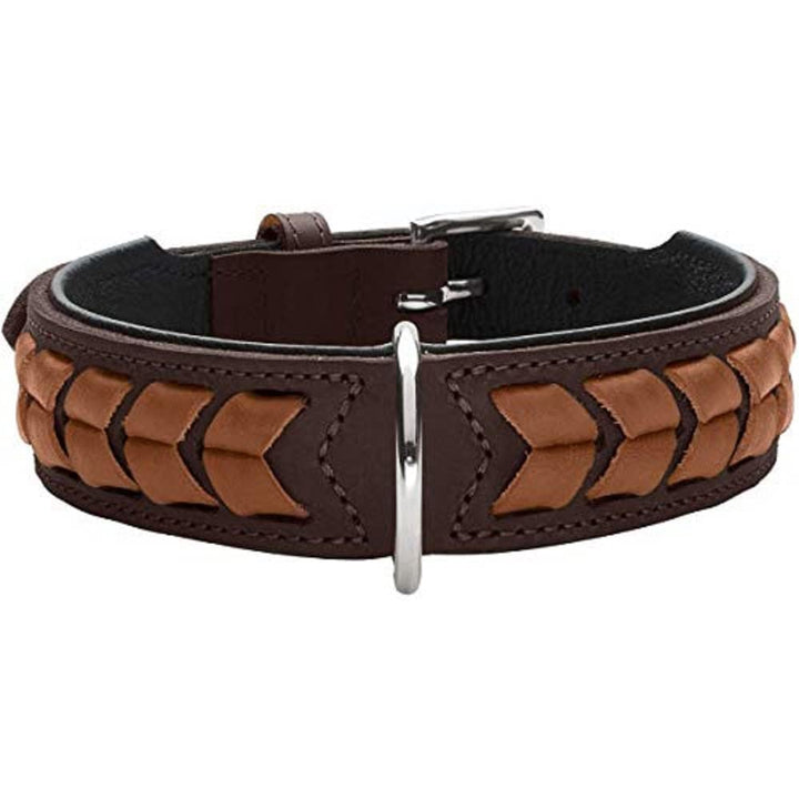HUNTER EL PASO Hundehalsband, Leder, geschmeidig, geflochten, 60 (M-L), dunkelbraun/schwarz 60 (M-L)