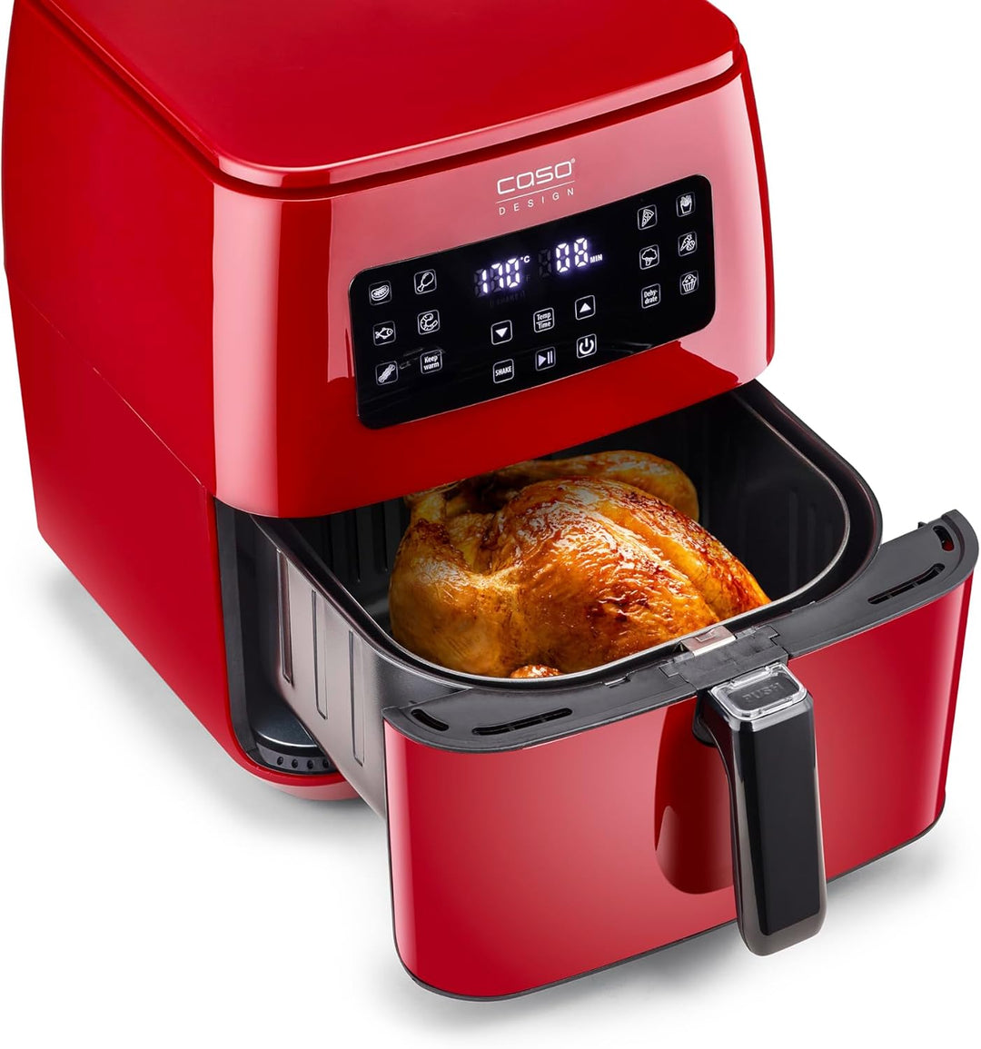 CASO AF 600 XL Red - grosse Heissluftfritteuse mit 6L Korbvolumen, 12 Automatik-Programme, Sensor-To